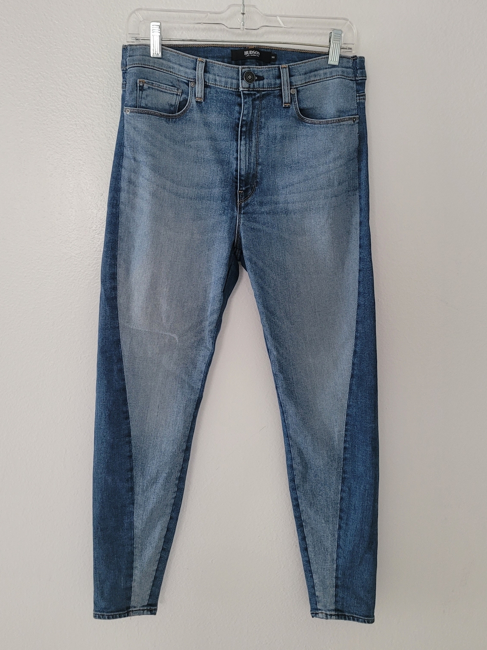 Hudson Jeans Two-Tone Light and Dark Blue High-Rise Skinny Women's Jeans Sz30